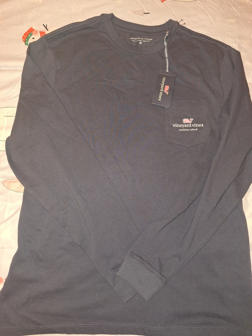 NWT Mens M Vineyard Vines Men's Long-Sleeve Pocket Tee - Darl Blue